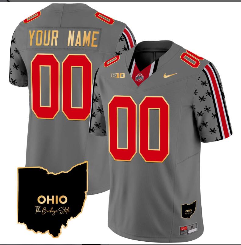 Men Ohio State Buckeyes 2024 Home Patch Gold Trim Vapor grey Limited Custom NCAA jerseys
